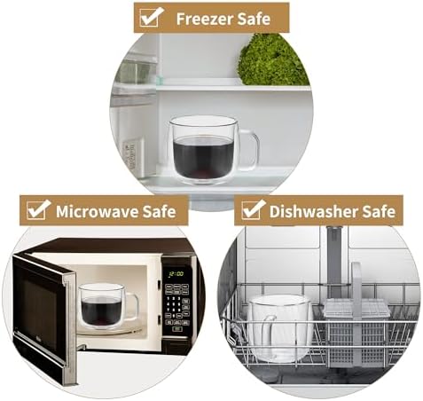 Unbreakable Double Walled Glass Coffee Mugs 10 fl oz, Microwave & Refrigerator Safe, Borosilicate Glass Insulated Coffee Mugs Set of 2 for Espresso, Cappuccino, Latte, Americano, Tea, Beverage - Image 5