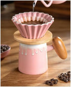 3pcs/set Pink Pour Over Coffee Set, Hand Brew Maker, Ceramic Pot Filter Dripper Accessories(1pc Coffee Filter) - Image 3