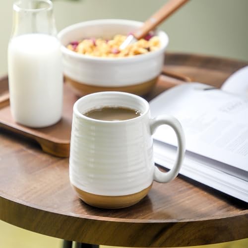 Hasense Coffee Mugs Set of 6, 15 oz Ceramic Coffee Cups with Comfortable Handle, Classic White Mug for Men and Women, Tea Cup Set for Latte, Cappuccino, Milk, Soup, Dishwasher and Microwave Safe - Image 4