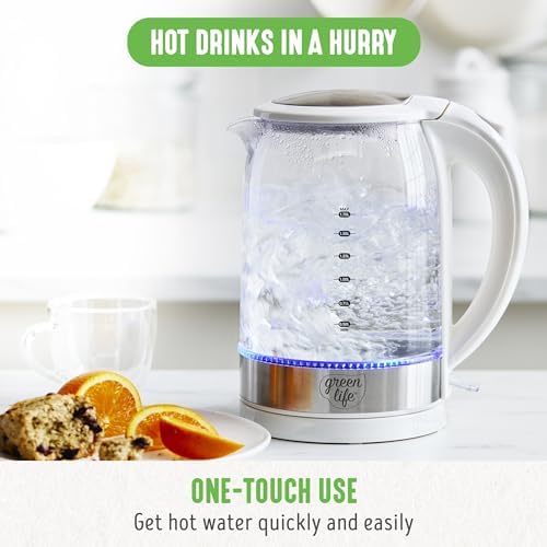 GreenLife 1.7 Liter Electric Glass Kettle, White - Image 2