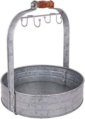 Autumn Alley Rustic Farmhouse Galvanized Coffee Mug Rack Organizer for Kitchen Counter | Mug Tree with Cup Hooks and Basket for Storage of k cups and Accessories | Perfect for Coffee Bar - Image 2