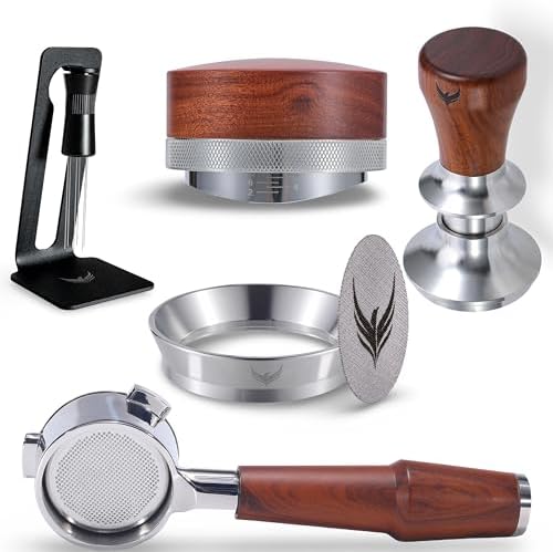 Breville Espresso Machine Tools Kit 54mm Naked Portafilter, Tamper, Distribution Tool, Wdt, Dosing Funnel and Puck- Complete Home Barista Set for Beginners 6pcs by KNODOS