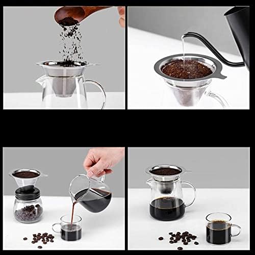 Coffee Filters Reusable Double Layer Coffee Filter Stainless Steel Cone Baskets Mesh Strainer Pour Over Dripper Tools - Image 6