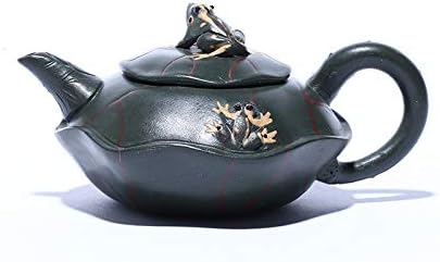 Tea Pots For Loose Tea 190ml Teapot Handmade Lotus Frog Mud Green Kung Fu Kettle Creative Shape Tea Set with Infuser Household Teapot Tea Infuser Pot by Unknown