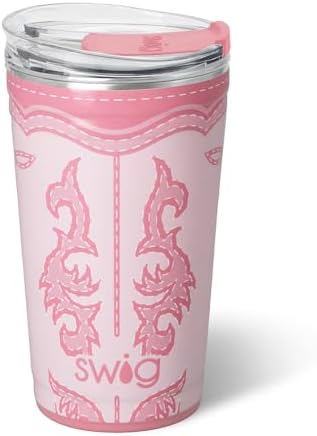 Swig Life 24oz Insulated Party Cup with EZ Slider Lid, Boot Scootin' Pink by SwigLife