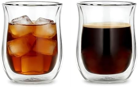 Easyworkz Double Walled Glass Coffee Mugs and Diego Stovetop Espresso Make 6Cup 10 oz - Image 2