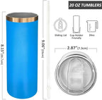 20 oz Skinny Tumblers Bulk with Lids and Straws Baby Blue,4 pack - Image 2