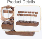 12 Pieces Coffee Bean Storage Tube Airtight Glass Containers Single Dose with Wooden Stand Sealed Lid Dustproof Suitable for Kitchen Counterto, 6 Short and 6 Long - Image 2