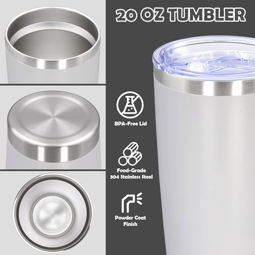 20oz Tumbler Stainless Steel Tumbler Coffee Tumbler with Lid White, 8P - Image 3