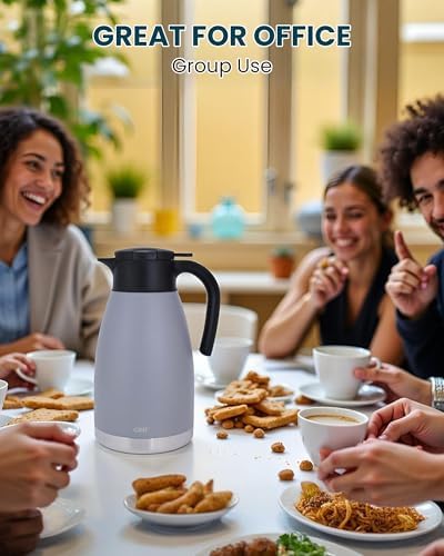 GiNT 74oz Large Thermal Coffee Carafe with Infuser–Insulated Tea Carafe, Removable Filter, Dishwasher-Safe|2.2L 10+ Cups,Wide Mouth,Dual Seal|Stainless Steel Beverage Server for Office&Events - Image 6