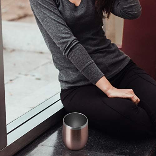 HASLE OUTFITTERS 12oz Wine Tumbler with Lid Stemless Wine Glasses Double Wall Vacuum Travel Mugs stainless steel Coffee Cup for Cold & Hot Drinks Wine Coffee Cocktails Beer 6 Pack Rose Gold - Image 7