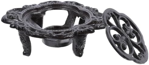 Cast Iron Teapot Warmer Stand Black with Tealight Candle, Rustic by Amosfun
