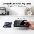 Partyreal Digital Kitchen Coffee Scale, Slim Scale with Tare, g/oz/ml Units, Backlit Display, USB-C Rechargeable (Cable Included) + AAA Backup Power Black - Image 3