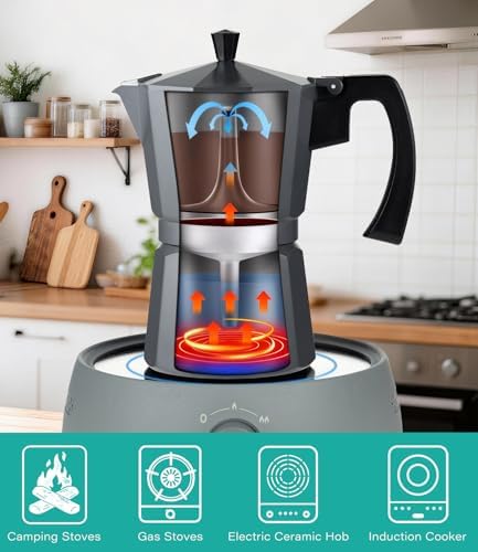 Coffee Gator Moka Pot Aluminum - 6 Cup, 12oz Stovetop Espresso Maker - Image 6