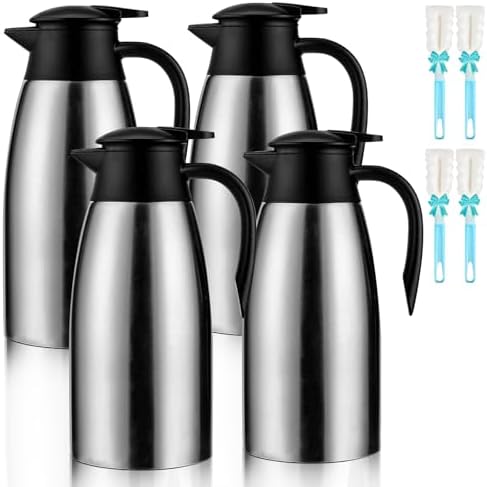 6 sets 70 oz Thermal Coffee Carafe for keeping hot, Carafe for hot liquid, Airpot Insulated Stainless Steel Vacuum Thermal Pot for Coffee, Hot Water,Keep Hot 12 Hours (4silver) by Tgvasz