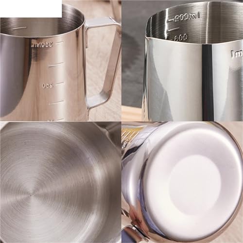 Milk Frother Cup,Coffee Jug,2pcs 350/550ml Espresso Coffee Pull Flower Milk Mugs Cup Stainless Steel Pull Flower Cup Milk Craft Latte Art Jug Pitcher Mug Cup(Colorful,550ml) - Image 7