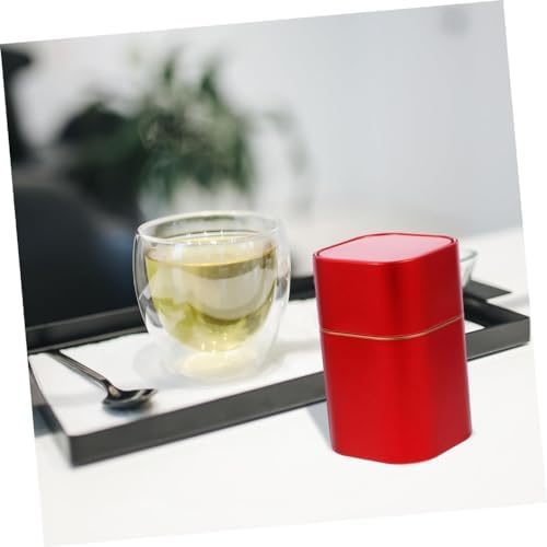2pcs Tea Loose Leaf Tea Storage Travel Coffee Containers Tea Bag Storage Square Metal Tin Sealed Dry Fruit Jar Metal Tea Canister Tinplate Tea Tin Portable Office Tin Can-Red - Image 4