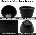 Japanese Cast Iron Tea Cups, Small and Heavy Teacups with no Handles, Japanese Style Cup for Adults, Asian Teacup, Coated with Enameled Interior, 4 Pcs/Box (Black, 3.38oz/100ml) - Image 6