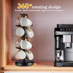 360° Rotating Mug Holder - 8 Hooks Wooden Tree | Countertop Storage - Image 2