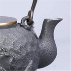 Cast Iron Tetsubin Teapot 1.2L Handmade Dragonfly & Lotus Leaf Design With Copper Lid, Healthy Brewing Tea Kettle - Image 3