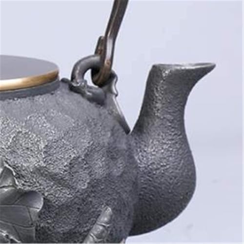 Cast Iron Tetsubin Teapot 1.2L Handmade Dragonfly & Lotus Leaf Design With Copper Lid, Healthy Brewing Tea Kettle - Image 3