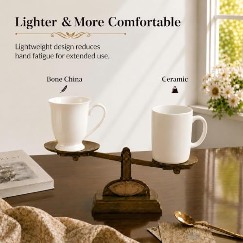 Luxury Fine Bone China White Coffee Mugs Set of 4,8 oz - Image 5