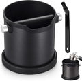 Espresso Coffee Knock Box, Large Stainless Steel Coffee Knock Box with Cleaning Brush for Home Coffee Bar, Non-Slip Base Easy Clean Removable Knock Bar (Black) by CHDEXU