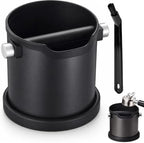 Espresso Coffee Knock Box, Large Stainless Steel Coffee Knock Box with Cleaning Brush for Home Coffee Bar, Non-Slip Base Easy Clean Removable Knock Bar (Black) by CHDEXU