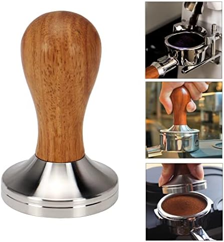 DIBTSA Espresso Coffee Stirrer WDT Distribution Tool and 51mm Espresso Tamper with 304 Stainless Steel Flat Base and Wooden Handle - Image 7