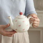 Farmhouse Animal Pattern Teapot with Infuser for Loose Leaf Tea, 20.3 Fl oz (600ml), White with Animal Illustration (Flamingo) - Image 7