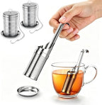 2 Pack Tea Infuser & Tea Scoop Set, 2-in-1 Loose Leaf Tea Brewing Kit, Extra Fine Mesh Stainless Steel Tea Strainer with Rotating Scoop Design, Easy Fill Reusable Tea Steeper for Tea, Spices & Herbs by HOUSEAGAIN