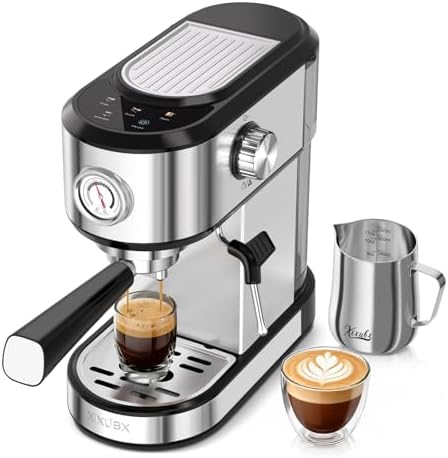 XIXUBX 20 Bar Espresso Machine, Milk Frother, Touchscreen & Pressure Gauge by XIXUBX