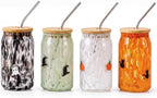 Vesici 4 PCS Halloween Icon Glass Cups, Ghost Pumpkin Cat Witch Hat 16oz by Vesici