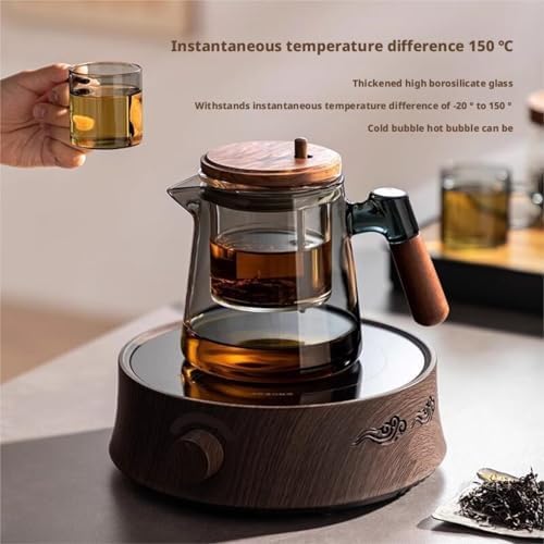 Glass Teapot Large Capacity with Removable Infuser for Home Office(Translucent Grey) - Image 4
