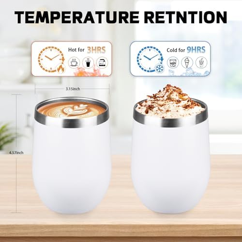 StarSpeed 12oz/12 Pack Insulated Wine Tumbler with Lid,White - Image 2