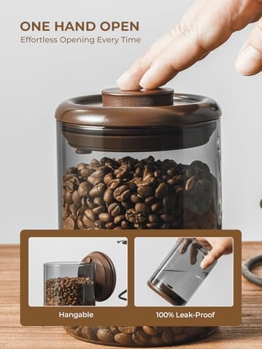 Airtight Coffee Canister, 13oz Kitchen Glass Jar with Pop-Top Lid - Image 2