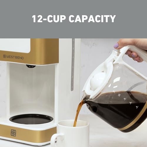 West Bend Timeless 12-Cup Programmable Coffee Maker with Brew Strength Selector for Hot and Iced Coffee, Includes 1-4 Cup Brew Option and Permanent Filter - Image 2