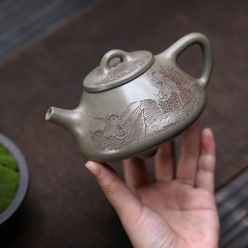 Tea Kettle Creative Hand-Carved Purple Clay Teapot Home Tea Room Tea Brewer Ceramic Tea Infuser - Image 6