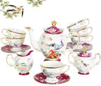 ACMLIFE Bone China Tea Set for Adults with Teapot, Porcelain Tea Party Sets 21-Piece Vintage Floral Fine Bone China Tea Set for 6, 24K Gold English Tea Sets for Women Tea Party for Gifts by ACMLIFE