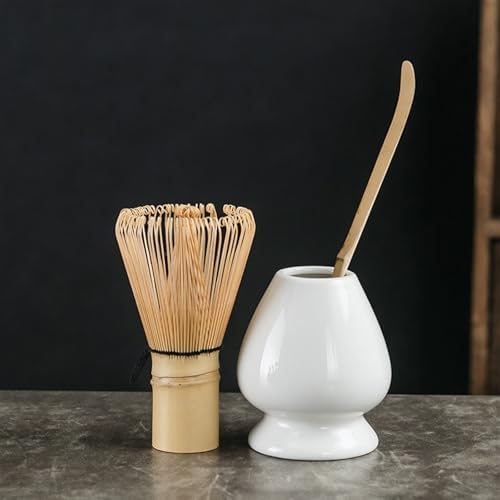 LUNCHS Matcha Whisk Set 3-piece Set Matcha Kit Traditional Japanese Tea Set Matcha Tea Set Suitable as a Gift for Elders Who Love Tea Ceremony(White) by lunchskins