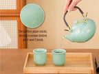 Japanese Tea Set for Adults, Japanese Gongfu Tea Set with 1 Teapot (23.5oz/700ml), 6 Tea Cups(4oz/120ml), Tea Tray & Stainless Infuser, Japanese Teapot Set Tea Gift Set (Kiln Mint Green) - Image 5