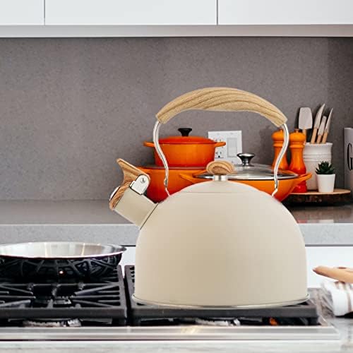 Vilihkc Tea Kettle 2.6 Liter Whistling Tea Kettle, Tea Pots for Stove Top Food Grade Stainless Steel with Wood Pattern Folding Handle, Loud Whistle Kettle for Tea, Coffee, Milk - Image 7