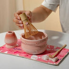 Matcha Whisk Set, 8 Pcs Japanese Ceremony Matcha Tea Powder Making Tools with Pink Bowknot Ceramic Bowl, Bamboo Whisk and Holder, Scoop, Strainer, Ideal for Mat-cha Lovers - Image 7