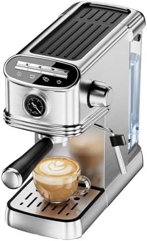 Electactic Espresso Machine 20 Bar, Stainless Steel Espresso Maker with Aluminum Steam Milk Frother, Compact Coffee Machine with 45oz Removable Water Tank, for Cappuccino,Latte&Cold Brew Home&Office by Electactic
