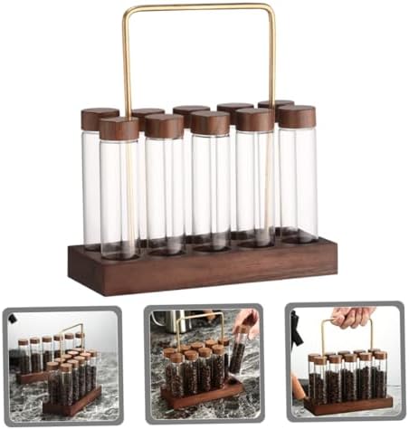 Glass Coffee Bean Storage Tube with Wood Stand - Image 2