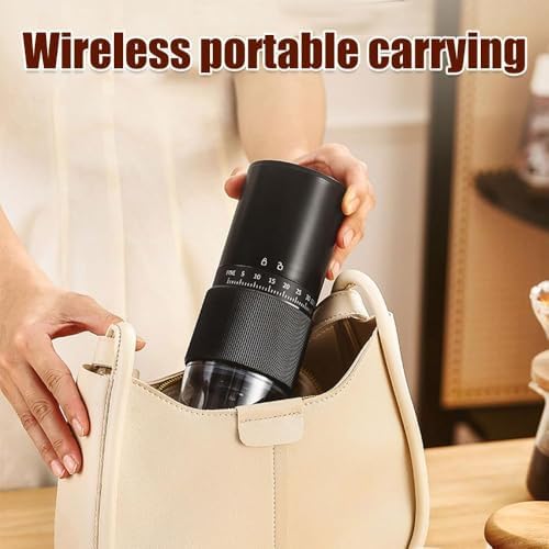 Portable Burr Coffee Grinder, Small Electric Coffee Grinder with 35 Settings, USB Rechargeable Cordless Mini Coffee Bean Grinder with Conical Ceramic Burr for Travel (WHITE) - Image 7