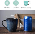 vicrays Coffee Mug Set, 12 Ounce, Set of 6, Ceramic Mug for Men, Women, Unique Glazed Mugs with Handle for Coffee, Tea, Milk, Cocoa, Cereal(blue) - Image 3
