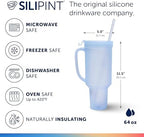 Silipint 64oz Silicone Tumbler with Handle, Flip Lid and Straw – BPA-Free, Non-Toxic, Freezer, Microwave, Dishwasher Safe Tumbler – Perfect for Tea, Smoothies (Icicle) Pack of 1 - Image 2