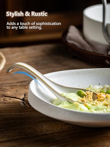 Gomakren Soup Spoons Ramen Spoons Set of 6 with Long Handle & Ceramic Pour Over Coffee Dripper, 3-Hole Cone Brewer - Image 2