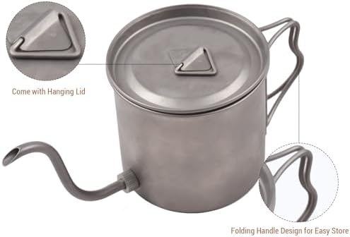 400ml Camping Kettles for Boiling Water, Coffee Kettle with Folding Handle+Removable Coffee Spout Coffee Pot with Coffee Filter/Small Cup, Lightweight Tea Kettle for Picnic Backpacking Hiking - Image 2